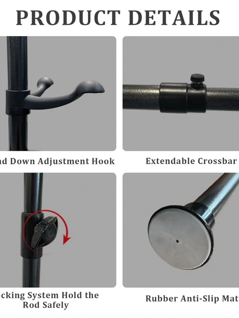 Adjustable Floor-to-Ceiling Tension Rod Garment Rack